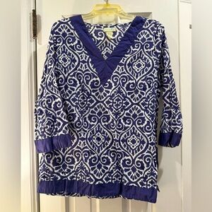 Navy and White Caribbean Joe linen tunic